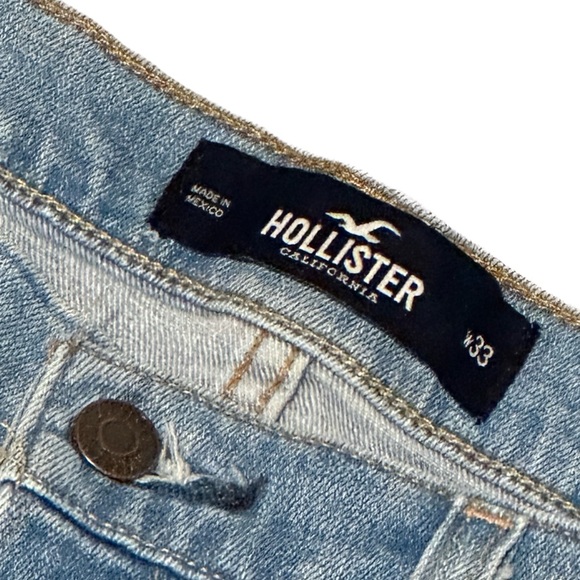 Hollister California Distressed Denim Shorts Size 33 Light Wash - Picture 3 of 5